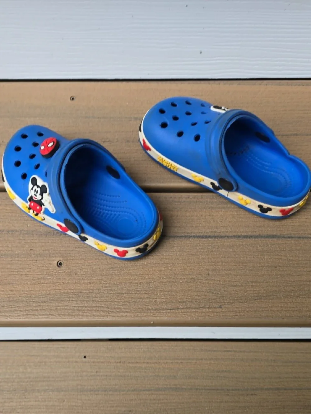 Blue Kids Clog Shoes with Mickey Character Accents